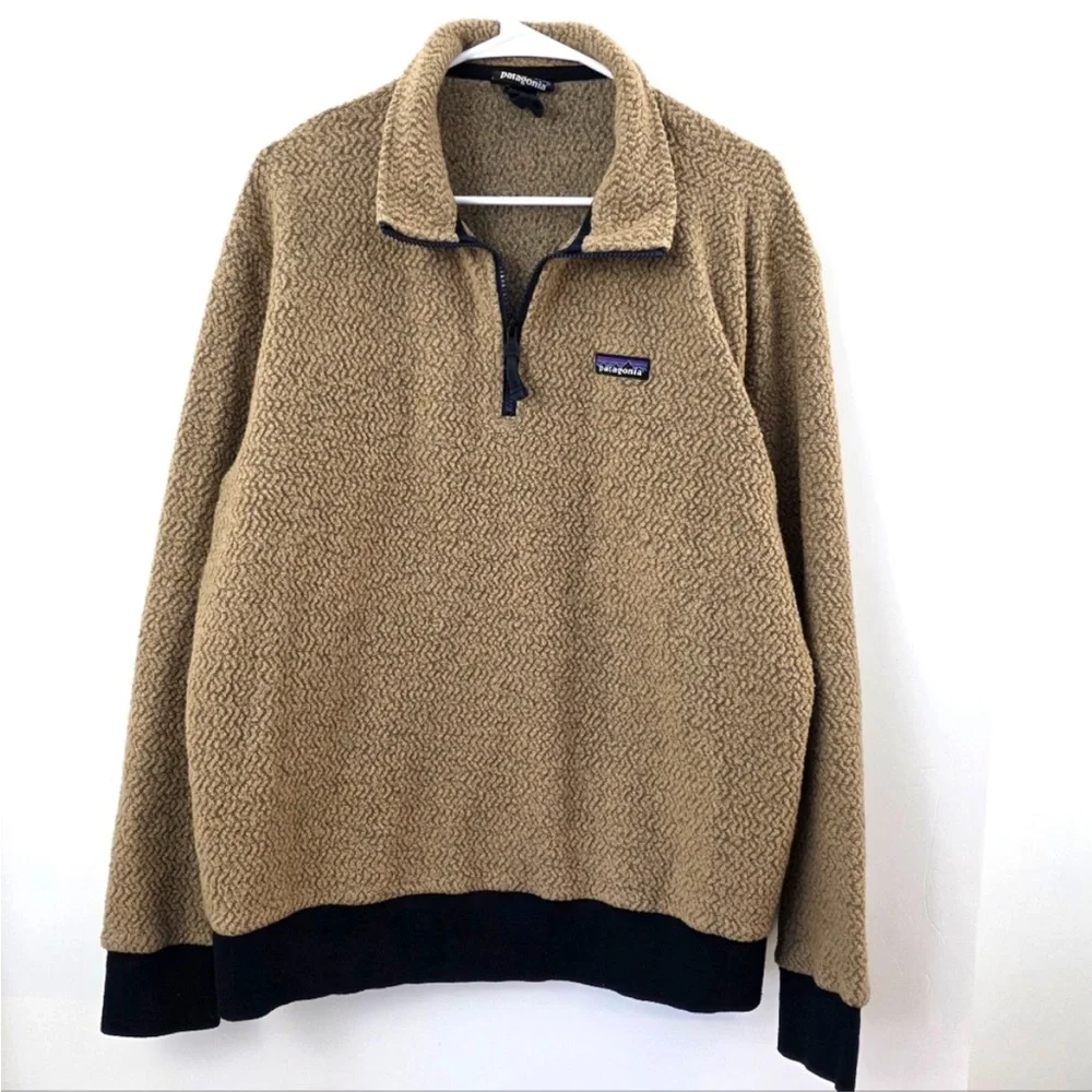 Patagonia Sherpa Quarter Zip Fleece Pullover men's XL Tan outdoor spring ready - Picture 2 of 8
